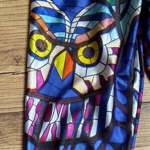 BlackMilk Stained glass Owl Panel Leggings with Yellow & Pink Accents